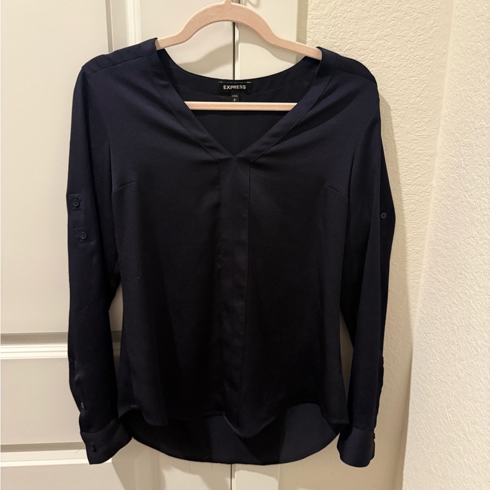 Express Women’s Navy Long Sleeve Blouse‎